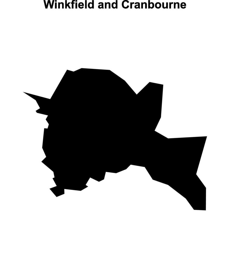 Winkfield and Cranbourne, England blank outline map vector