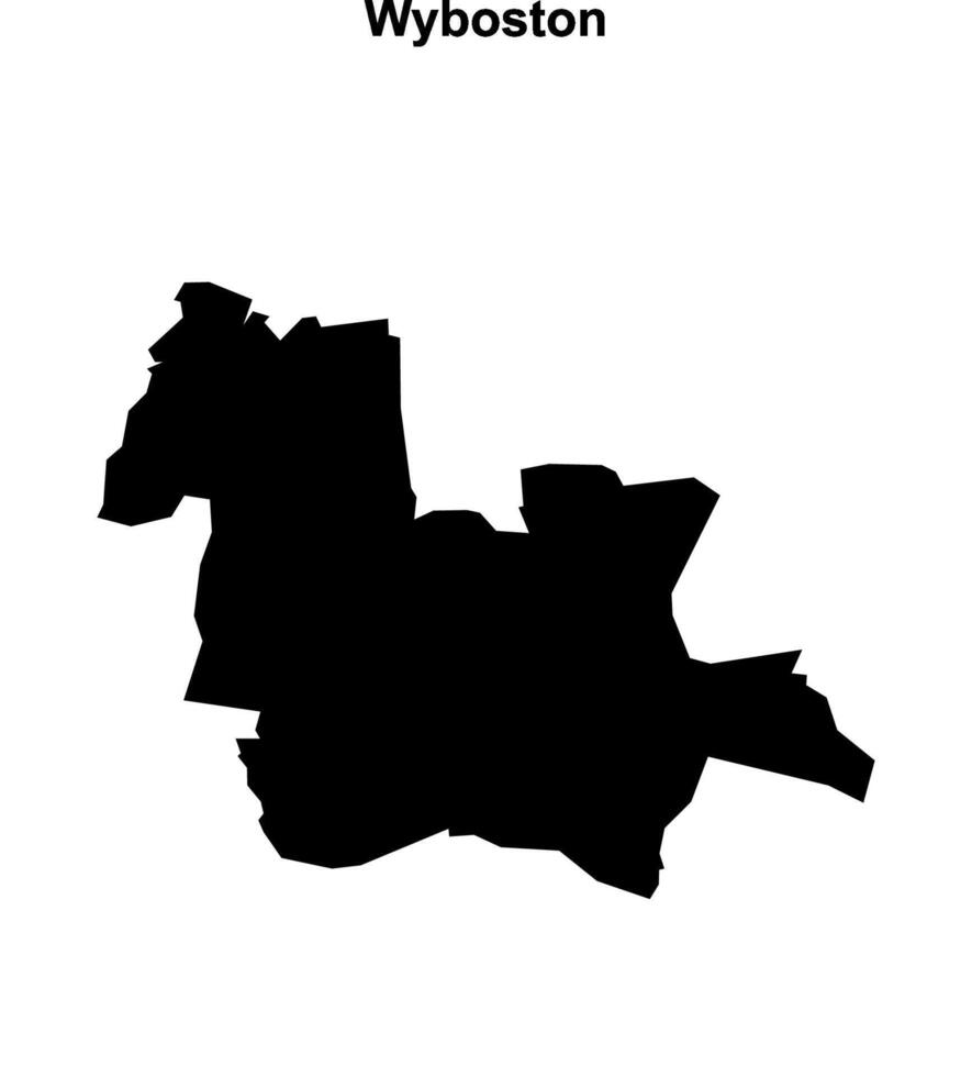 Wyboston, England blank outline map vector