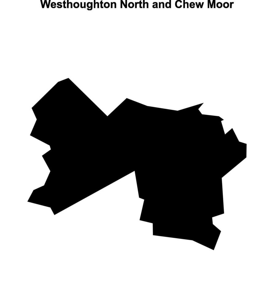 Westhoughton North and Chew Moor, England blank outline map vector