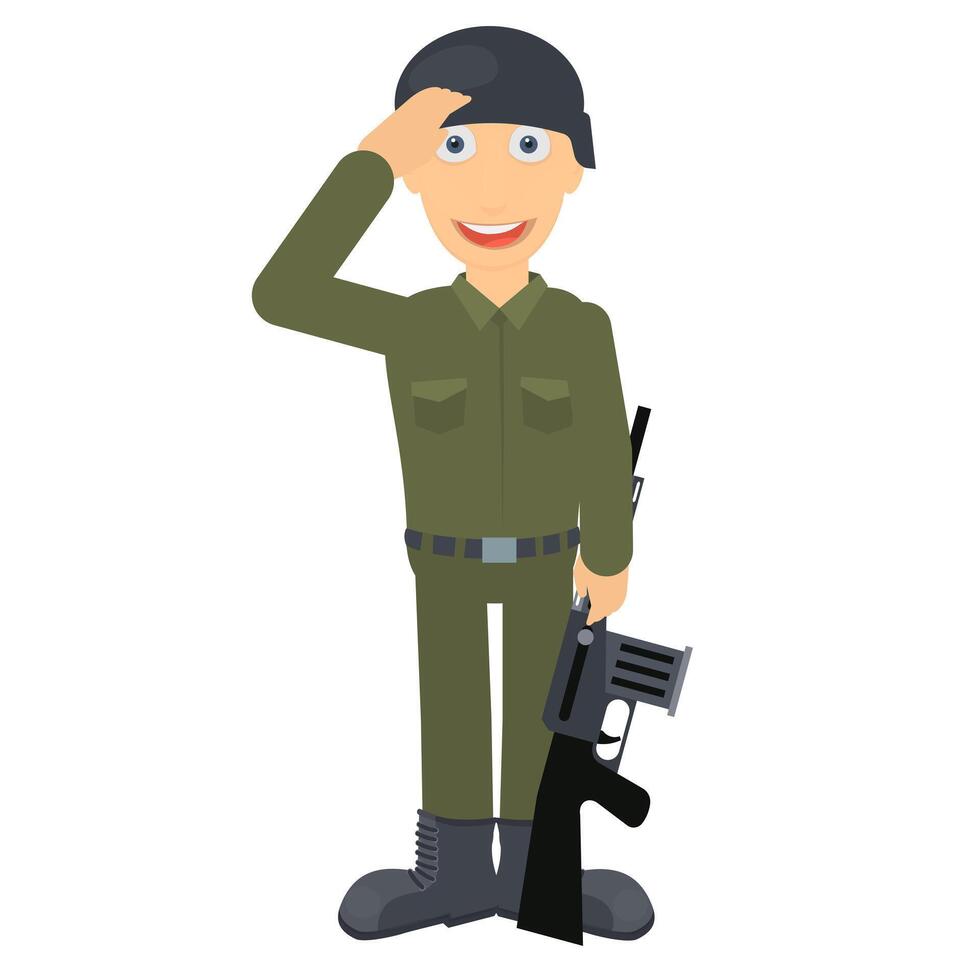 Soldier with a gun. Military officer. vector