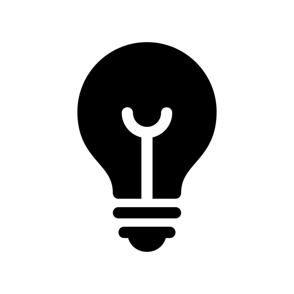Solid Black Lightbulb Graphic with a Thick Bar Element Inside vector