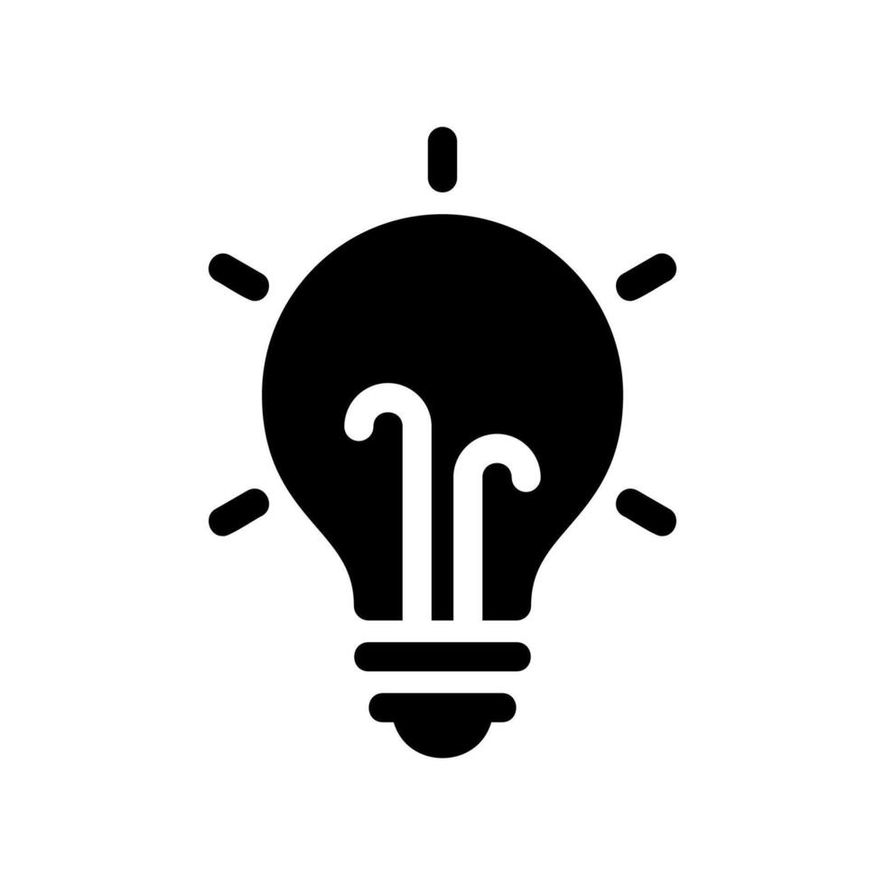 Black Light Bulb Icon with a Small Coiled Filament Inside vector