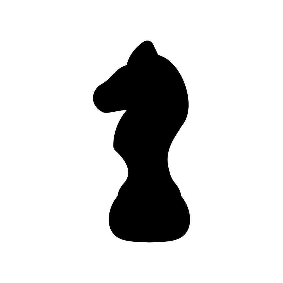 Solid Black Silhouette Icon of a Strategic Chess Knight Piece vector