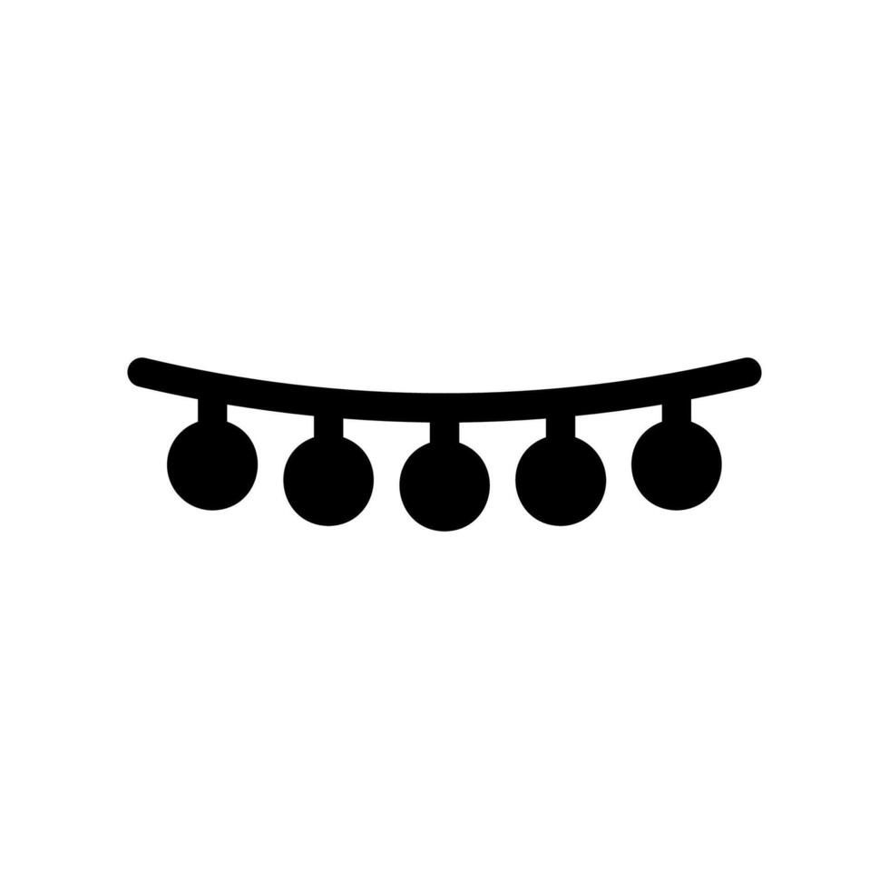 Simple black icon light bulb garland vector