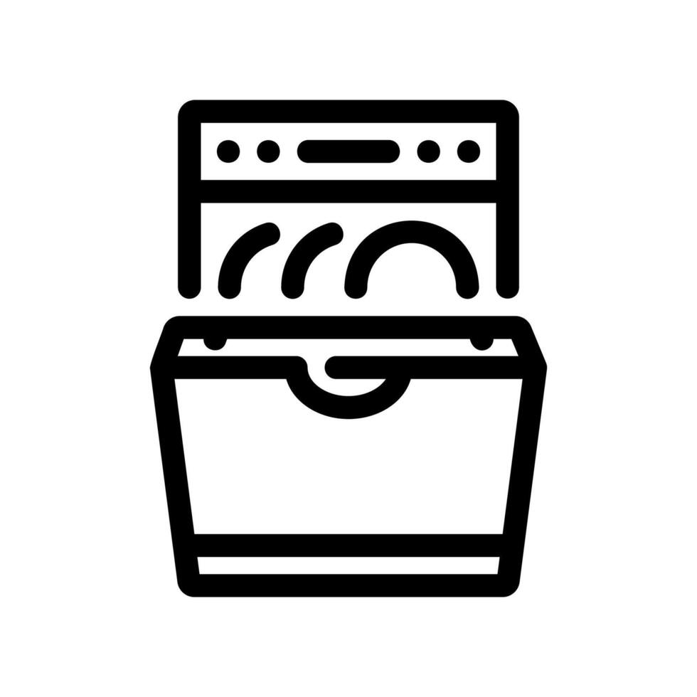 Simple black icon dishwasher and automatically open door vector