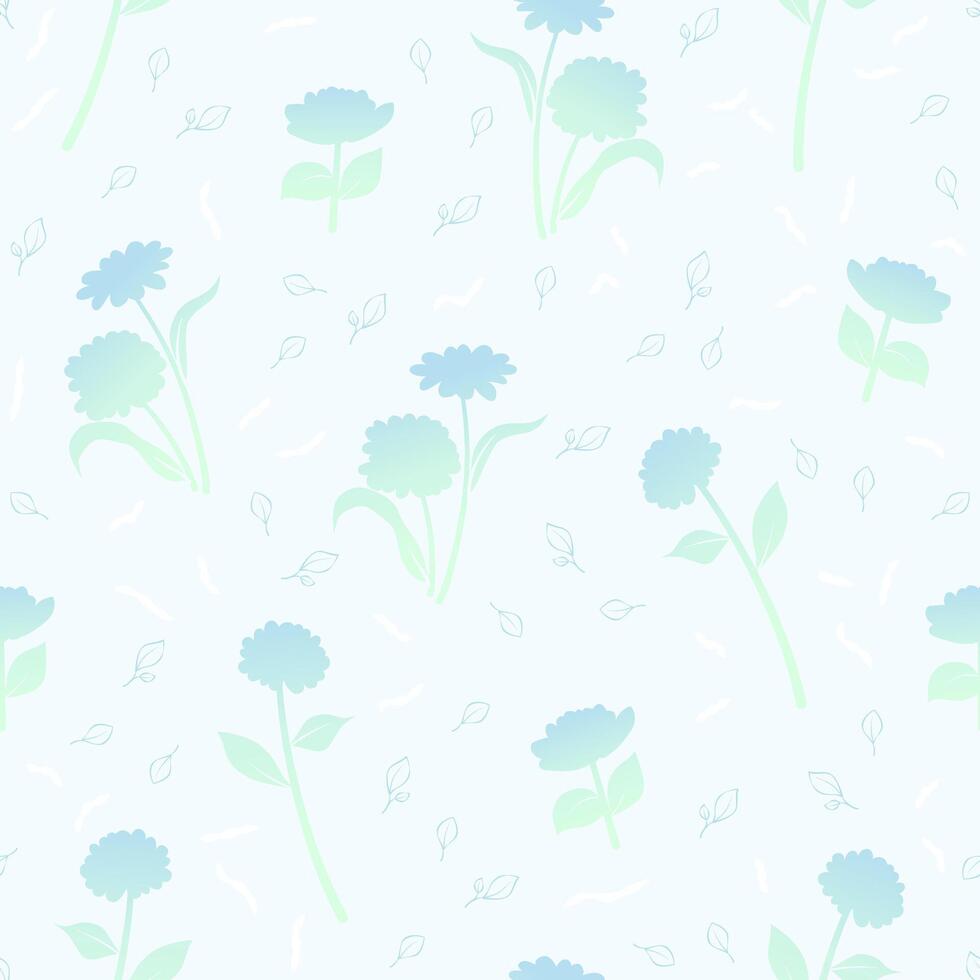 cute small gradient blue flower seamless pattern on white background vector