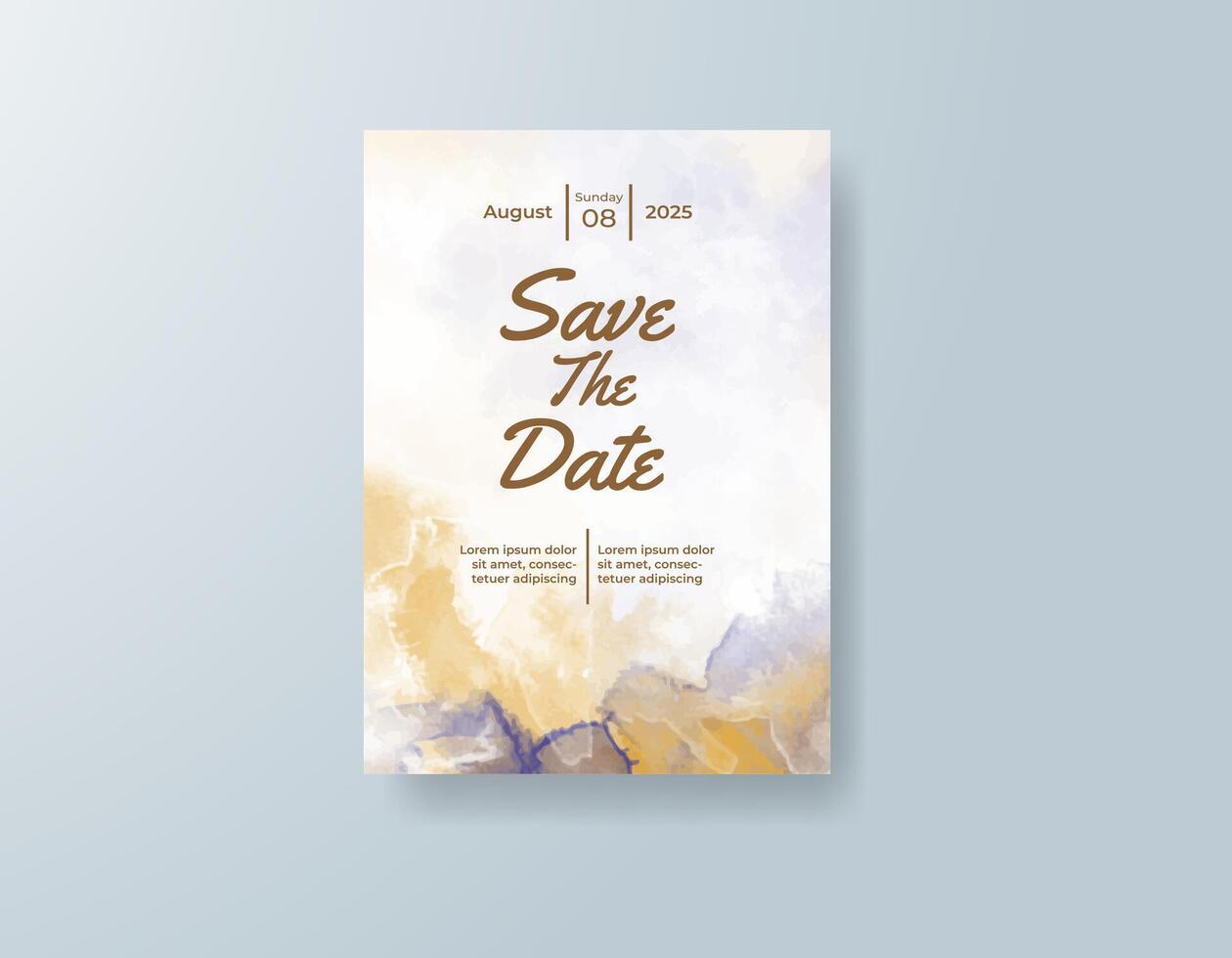 Rustic wedding card with hand-painted watercolor wreath. vector