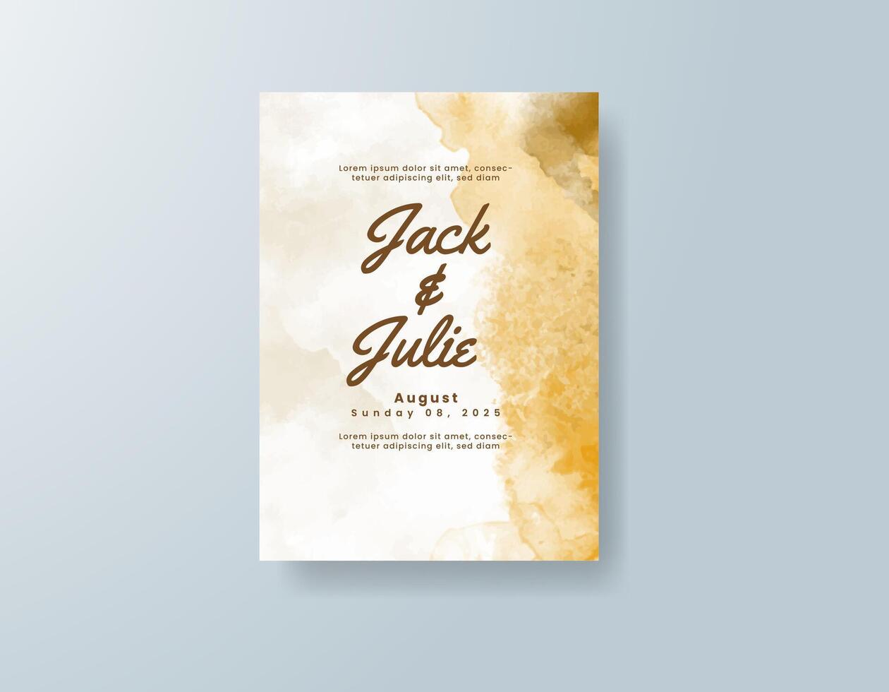 Peach and lavender watercolor blend on elegant wedding invite. vector