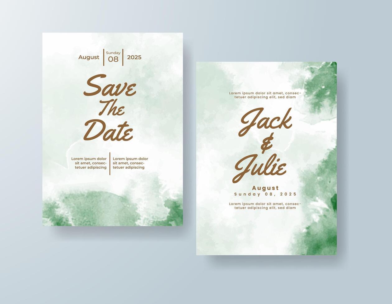 Romantic invite with blush watercolor painting. vector