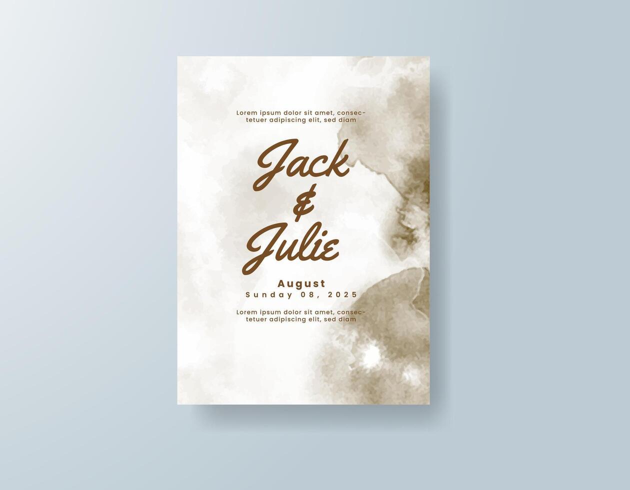 Stylish and modern watercolor wedding invitation template. vector