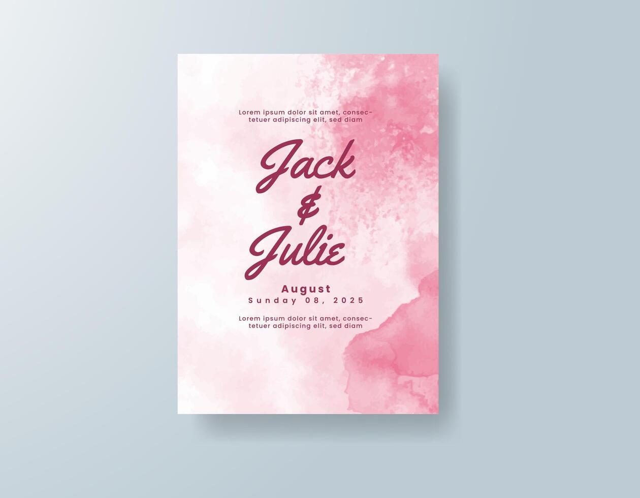 Artistic invitation card with abstract watercolor wash. vector