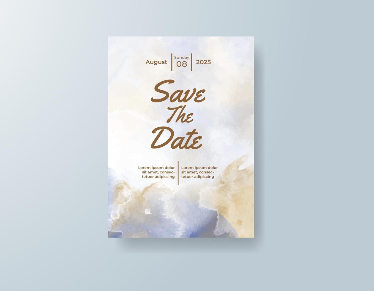 Gold-foiled names paired with a watercolor background. vector