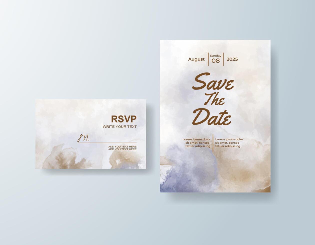 Bold watercolor invitation in champagne tones with a romantic theme vector