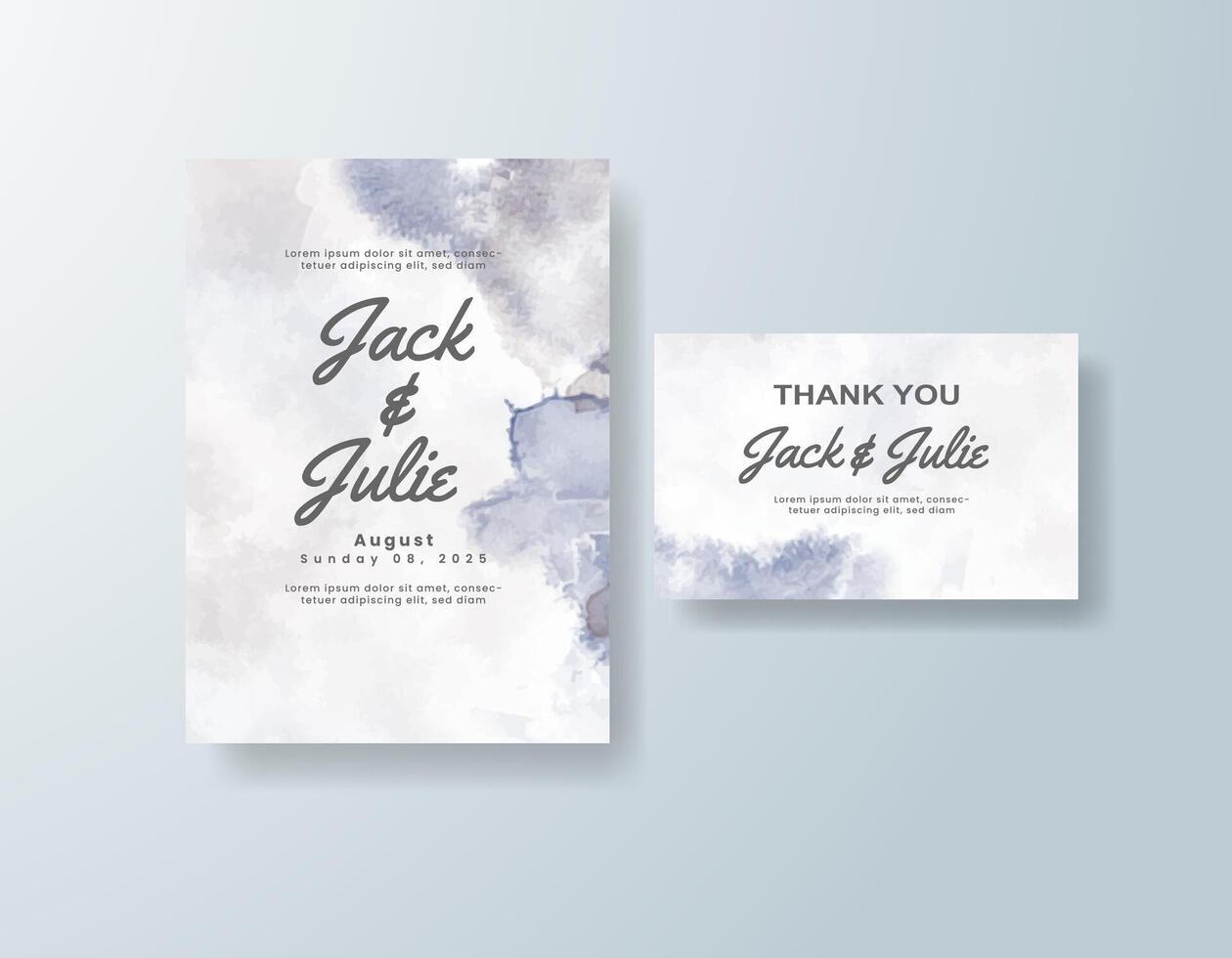 Handcrafted watercolor announcement in sky blue tones with a floral theme vector
