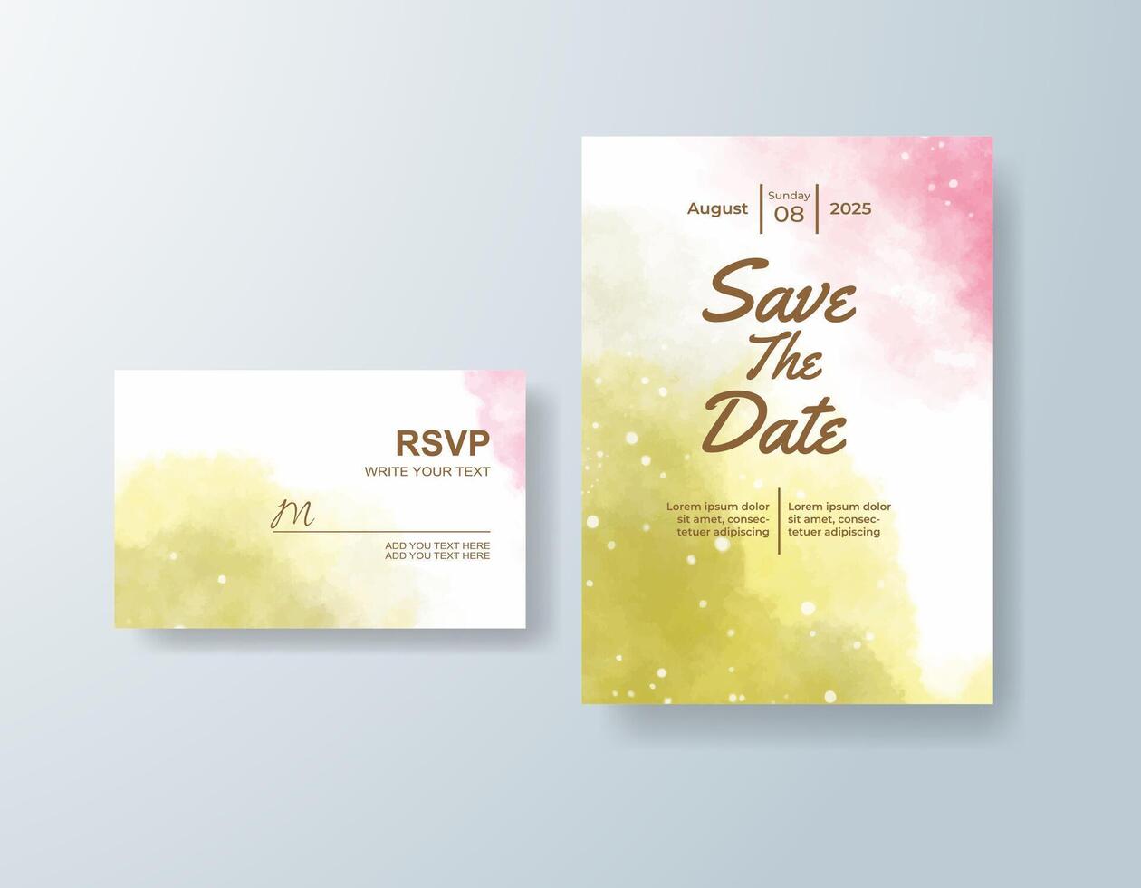 Fine art watercolor RSVP card in ivory tones with a rustic theme vector