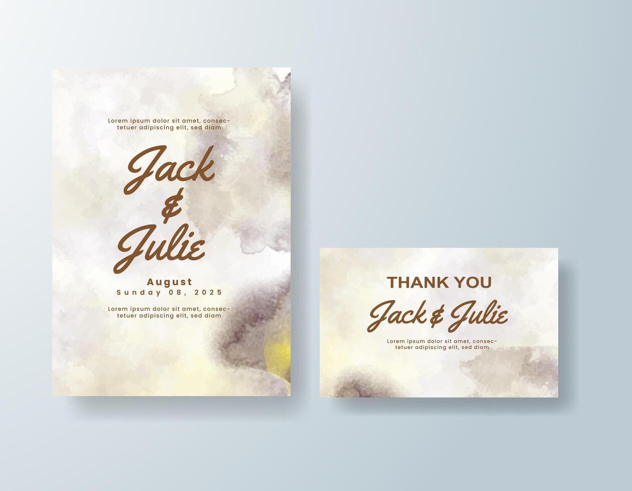 Refined watercolor announcement in golden yellow tones with a tropical theme vector