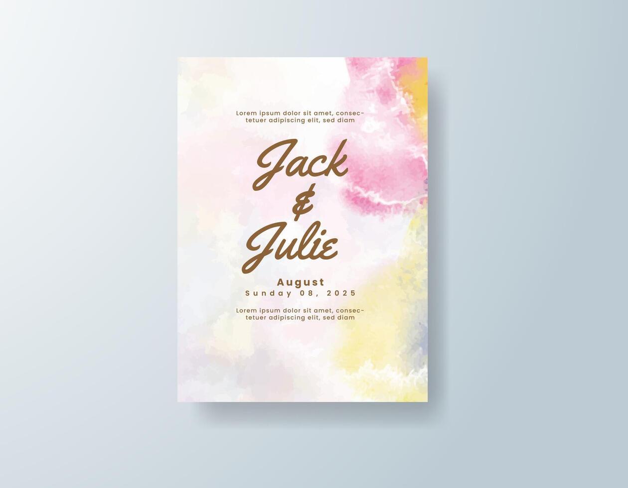 Romantic watercolor invitation in ivory tones with a modern theme vector