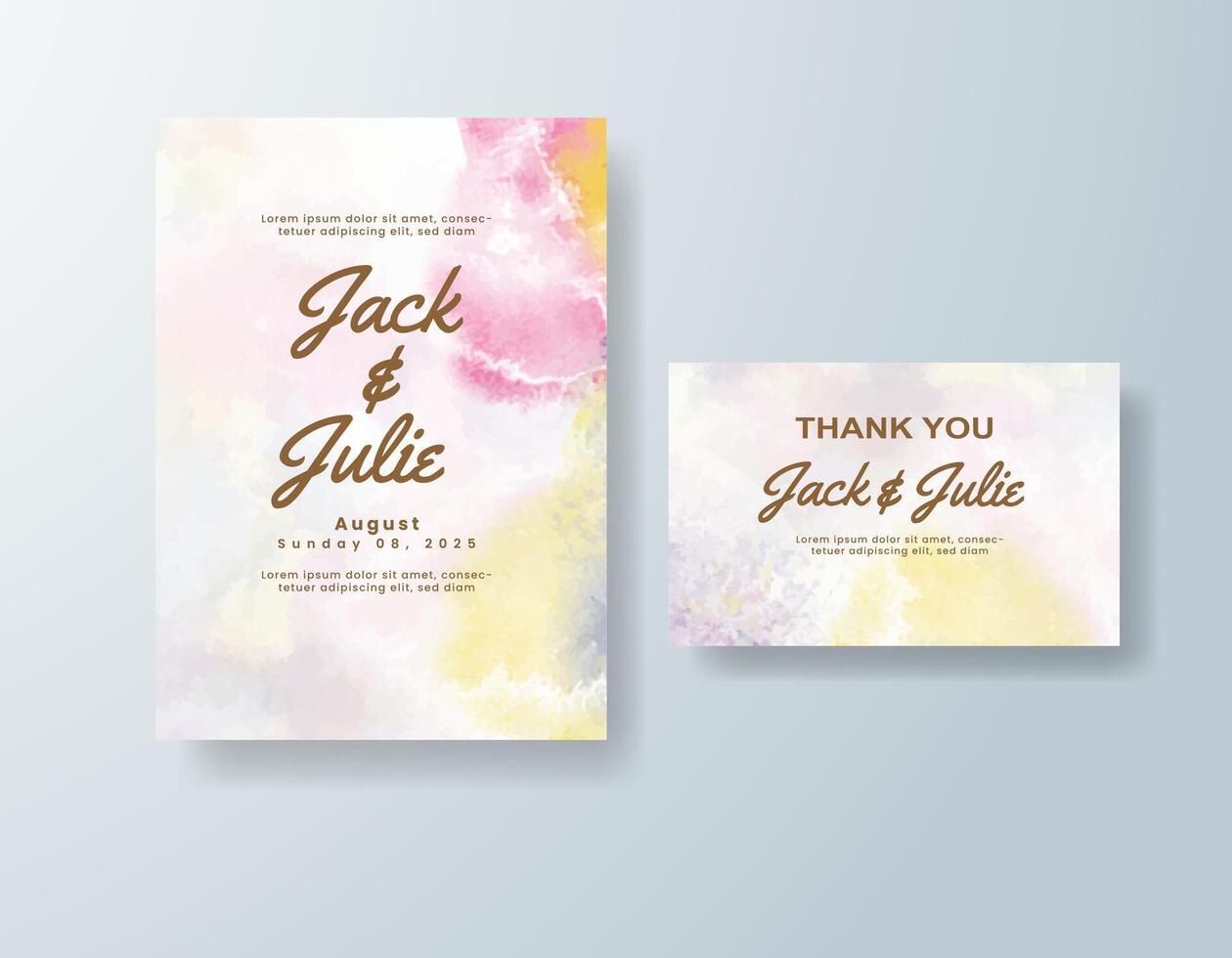 Romantic watercolor stationery set in mauve tones with a classic theme vector