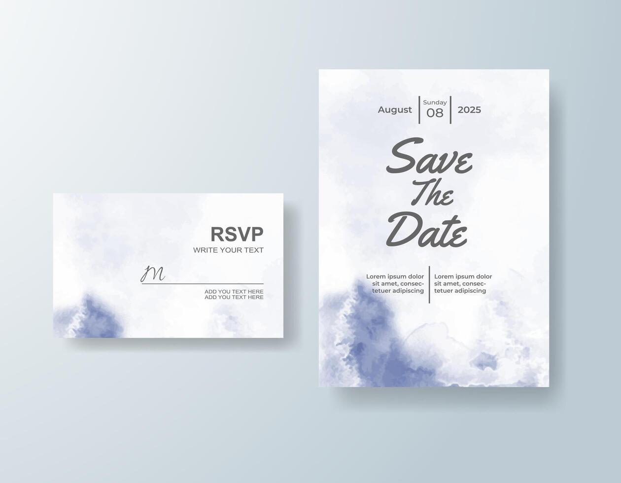 Handcrafted watercolor RSVP card in champagne tones with a romantic theme vector