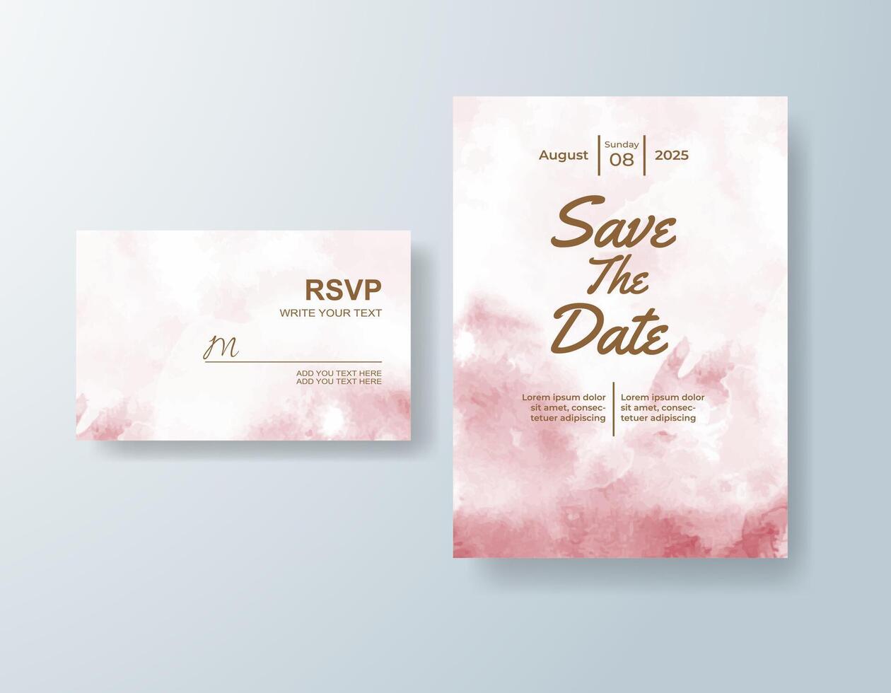 Handcrafted watercolor RSVP card in champagne tones with a botanical theme vector