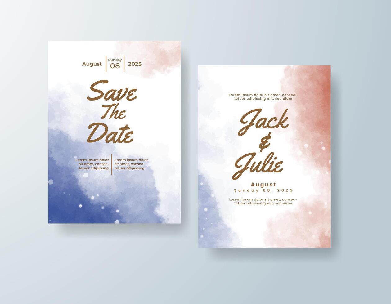 Custom watercolor stationery set in terracotta tones with a garden theme vector