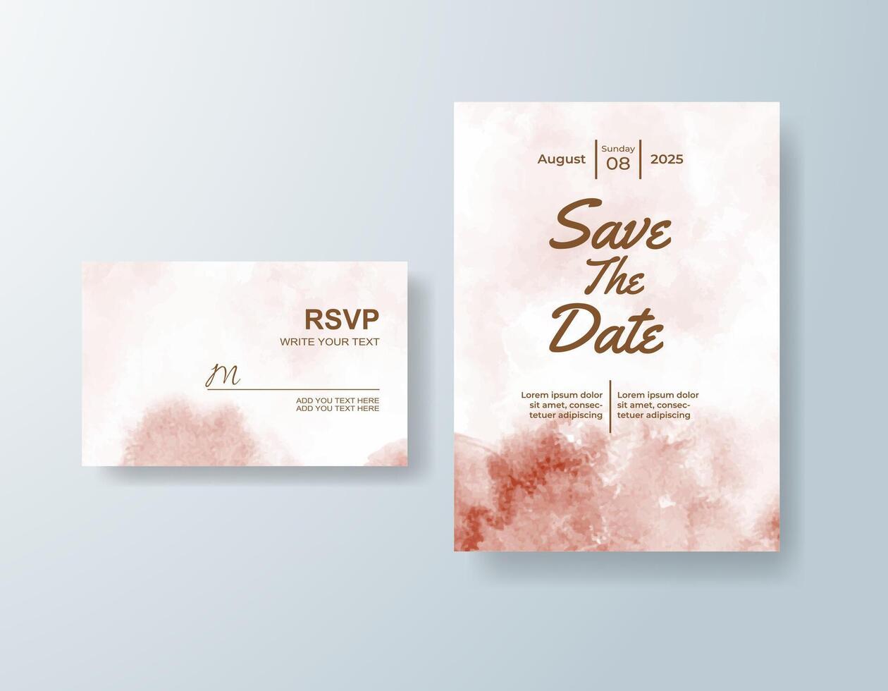 Fine art watercolor invitation in coral tones with a romantic theme vector