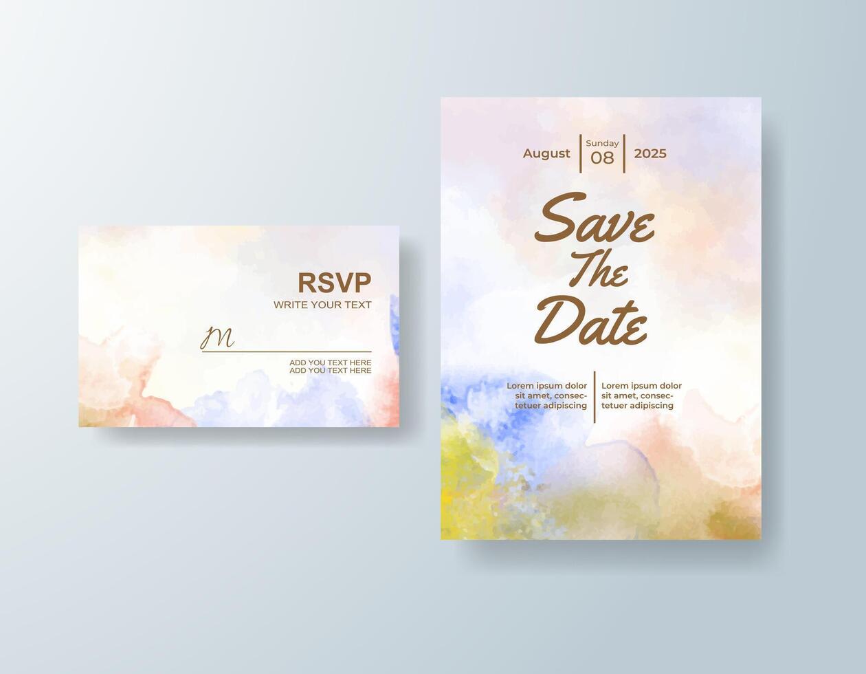 Romantic watercolor thank you card in golden yellow tones with a rustic theme vector