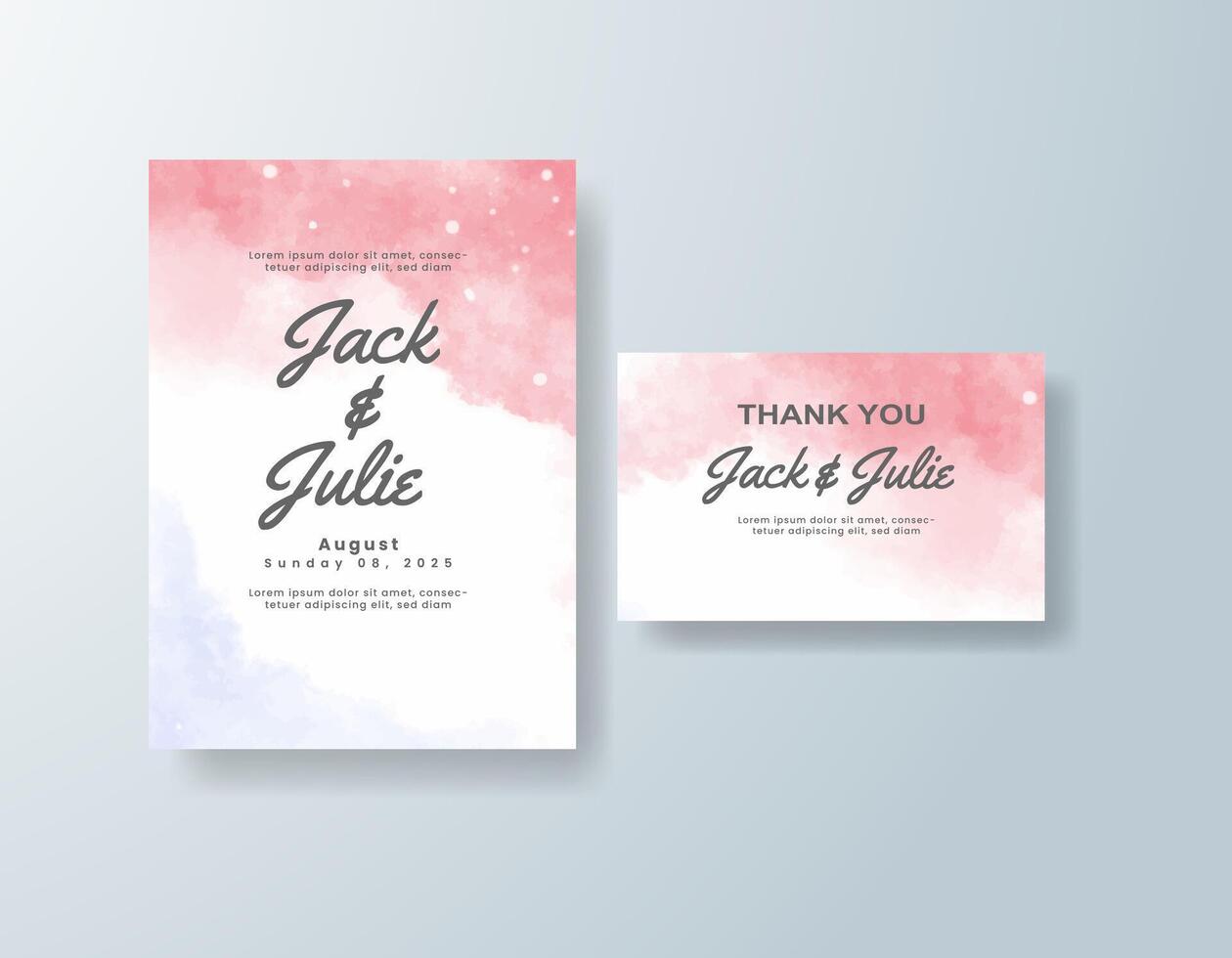 Graceful watercolor details card in blush tones with an elegant theme vector