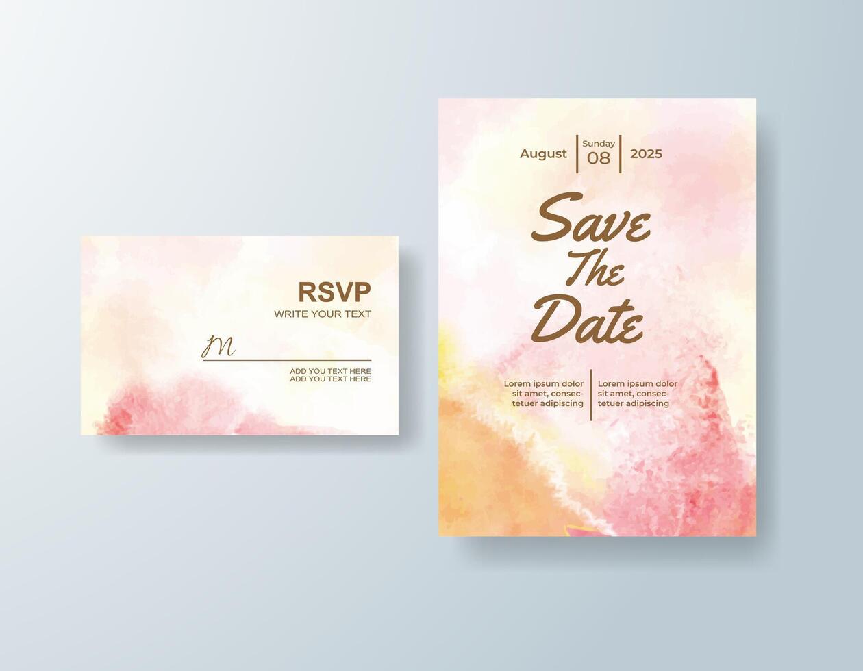 Bespoke watercolor stationery set in soft pink tones with a botanical theme vector