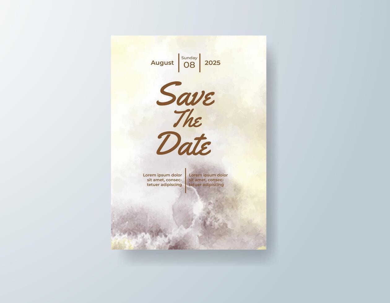 Artistic watercolor save-the-date in golden yellow tones with a vintage theme vector