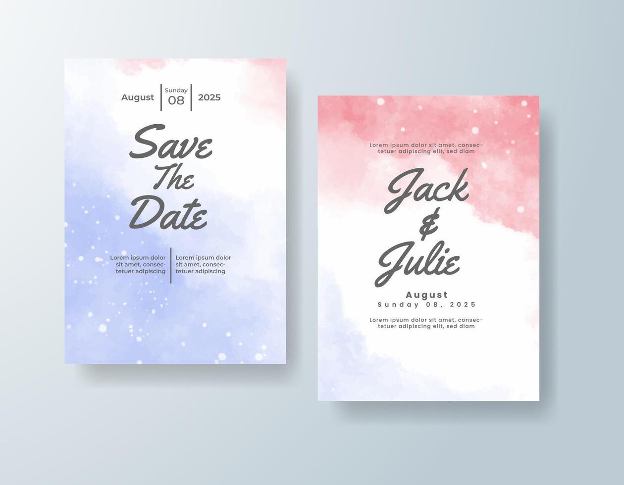 Dreamy watercolor invitation in dusty blue tones with a garden theme vector