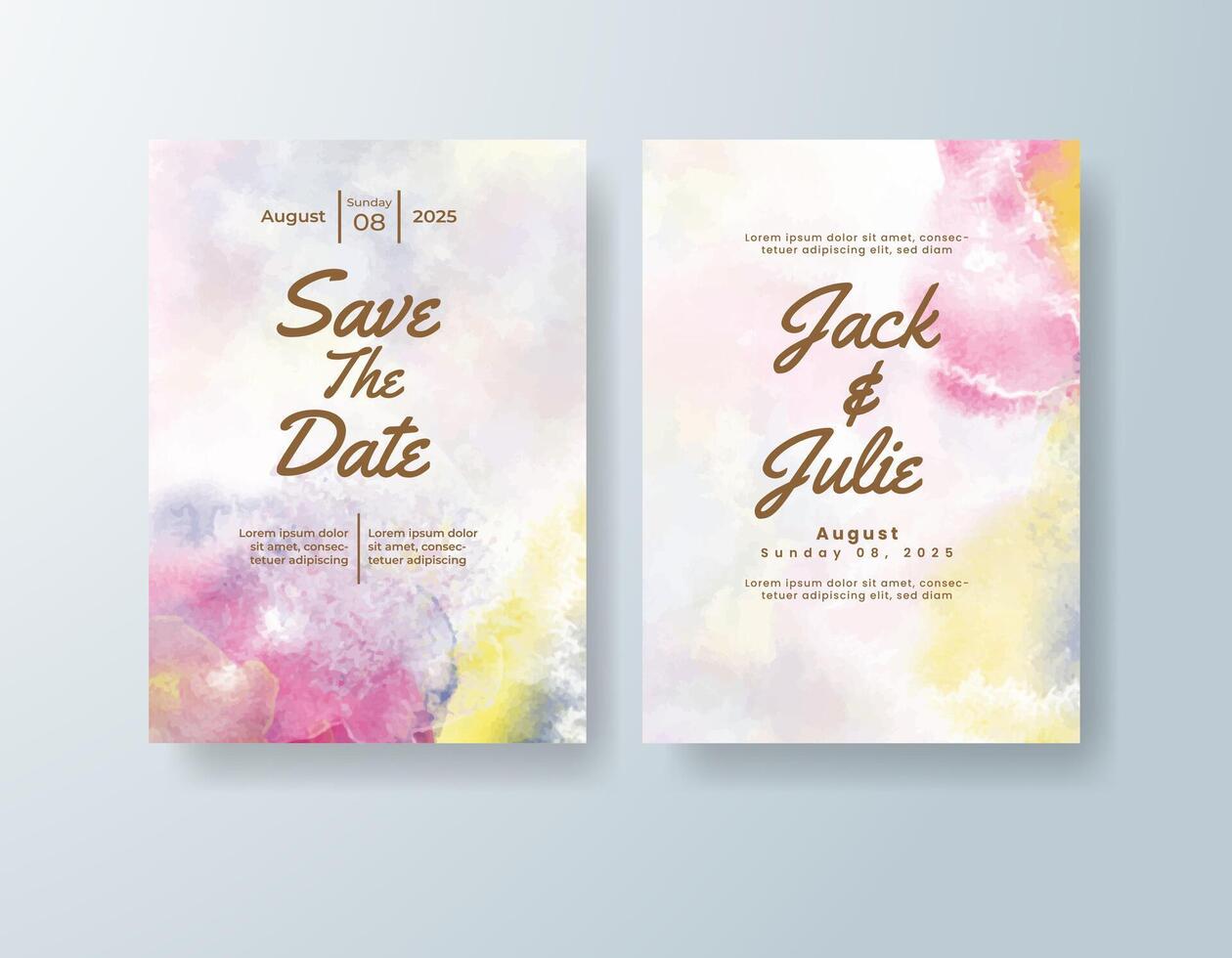 Refined watercolor invitation in coral tones with a rustic theme vector