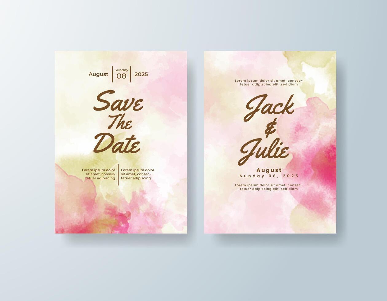 Artistic watercolor announcement in soft pink tones with a rustic theme vector