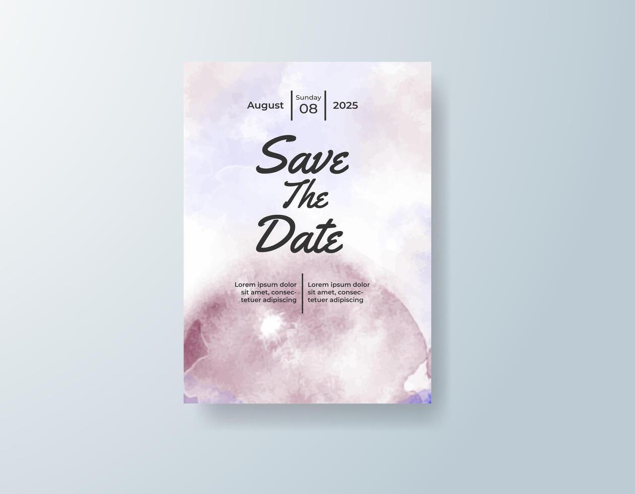 Graceful watercolor invitation in dusty blue tones with a classic theme vector