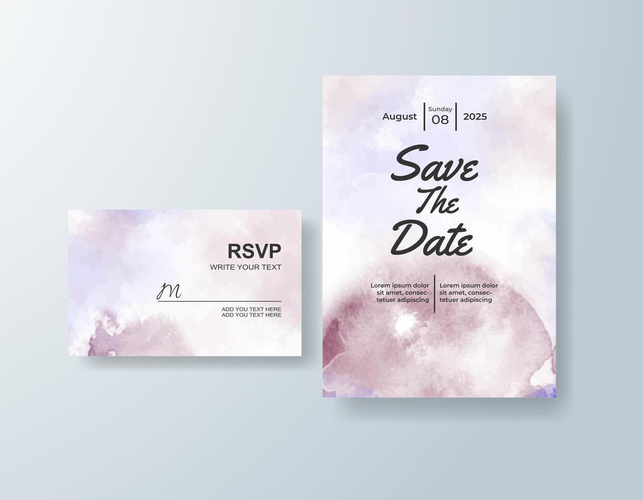 Elegant watercolor RSVP card in soft pink tones with a garden theme vector