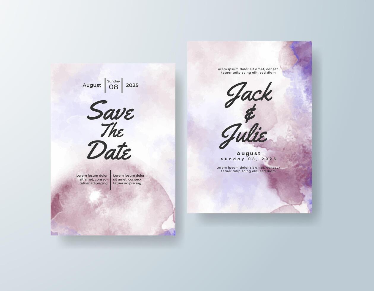 Romantic watercolor wedding suite in ivory tones with a classic theme vector