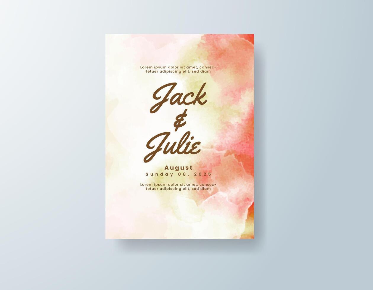 Subtle watercolor thank you card in peach tones with a tropical theme vector