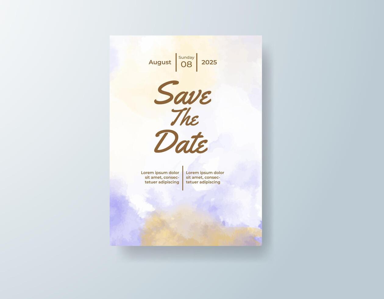 Handcrafted watercolor RSVP card in rose gold tones with a beach theme vector