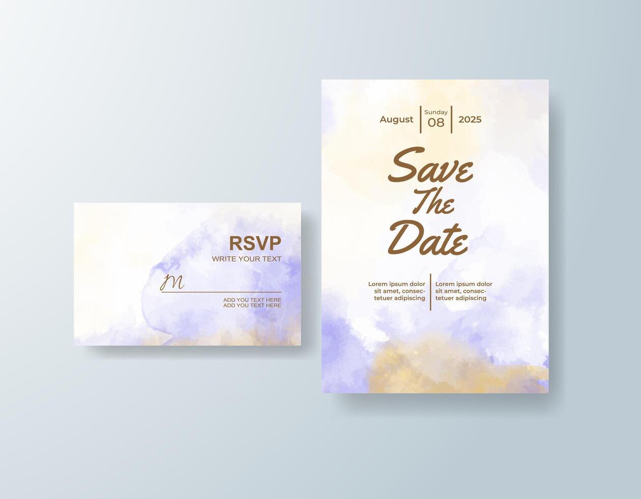 Refined watercolor details card in dusty blue tones with a classic theme vector