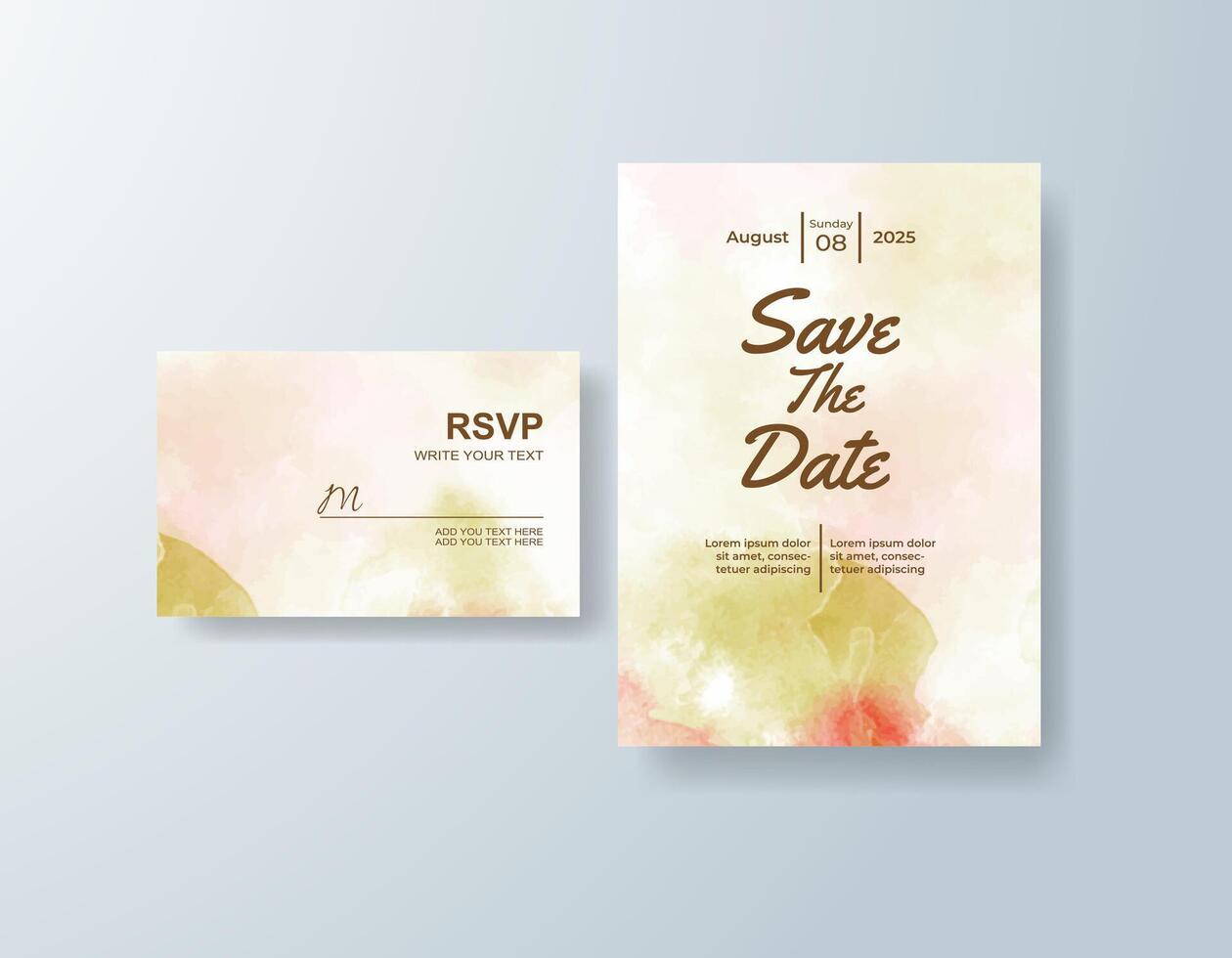 Romantic watercolor announcement in ivory tones with a floral theme vector