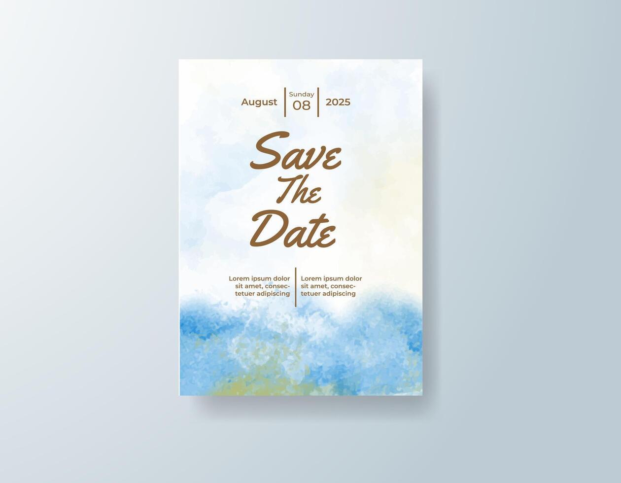 Bespoke watercolor announcement in dusty blue tones with a rustic theme vector
