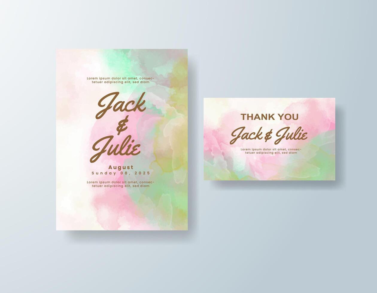 Bold watercolor stationery set in ivory tones with a garden theme vector