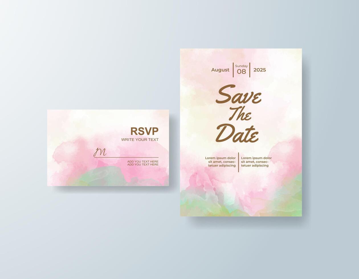 Fine art watercolor RSVP card in mint green tones with a spring theme vector