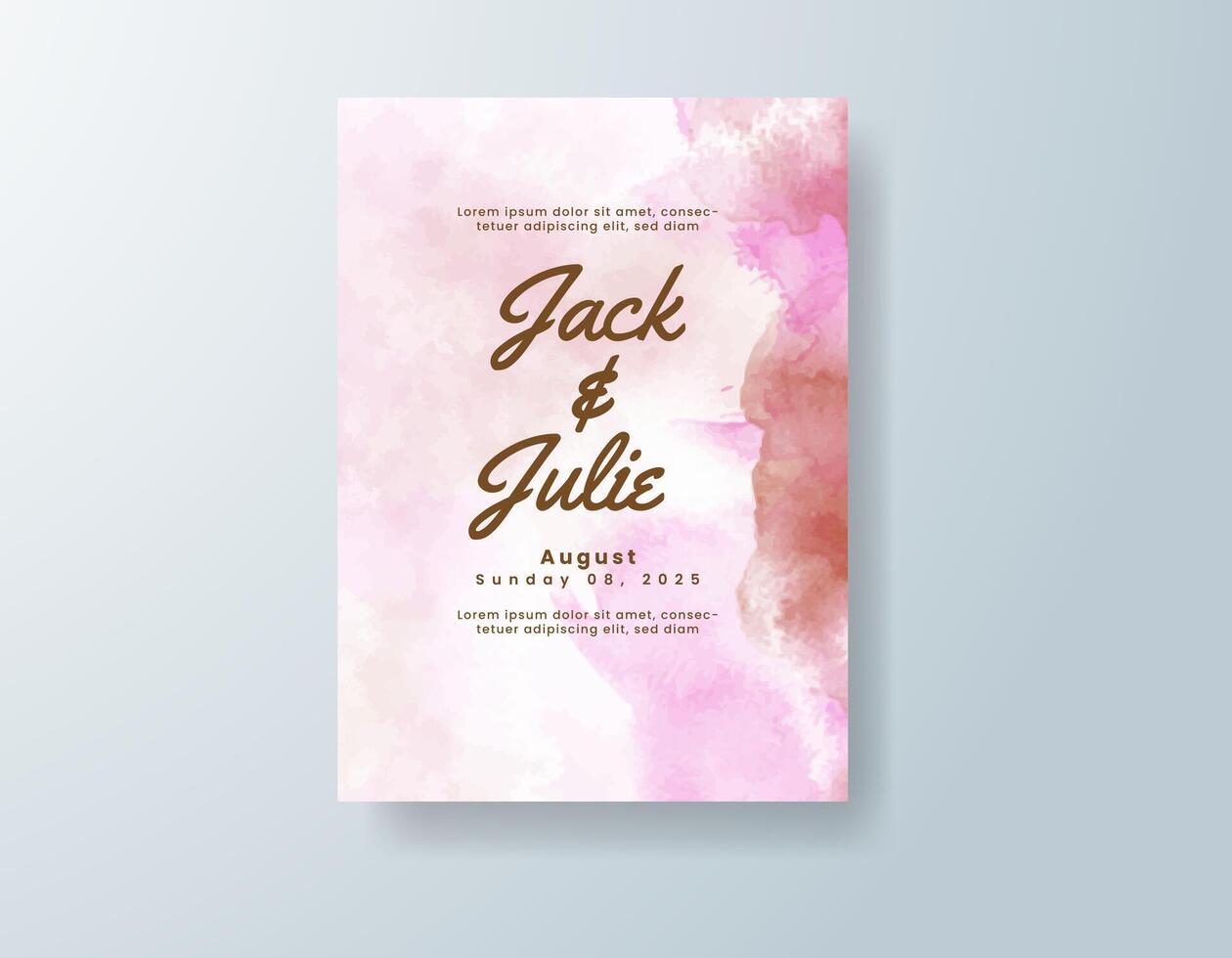 Hand-painted watercolor RSVP card in terracotta tones with a romantic theme vector