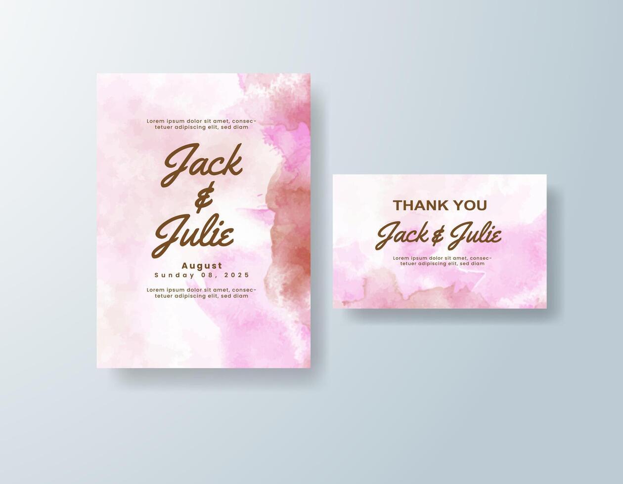 Subtle watercolor thank you card in mint green tones with a modern theme vector