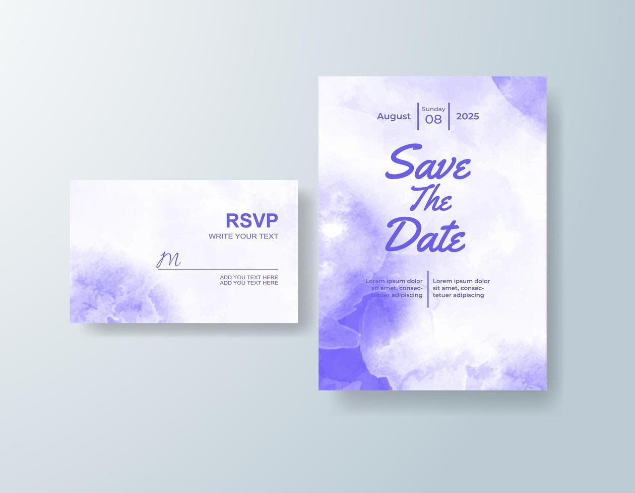 Refined watercolor invitation in sky blue tones with a modern theme vector