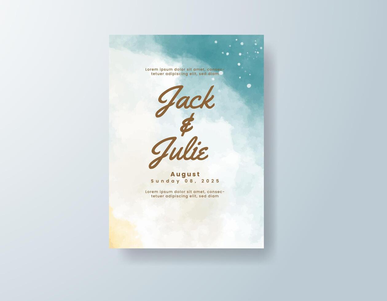 Custom watercolor save-the-date in sage green tones with a spring theme vector