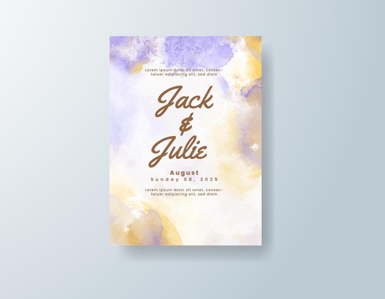 Modern watercolor invitation in champagne tones with a botanical theme vector