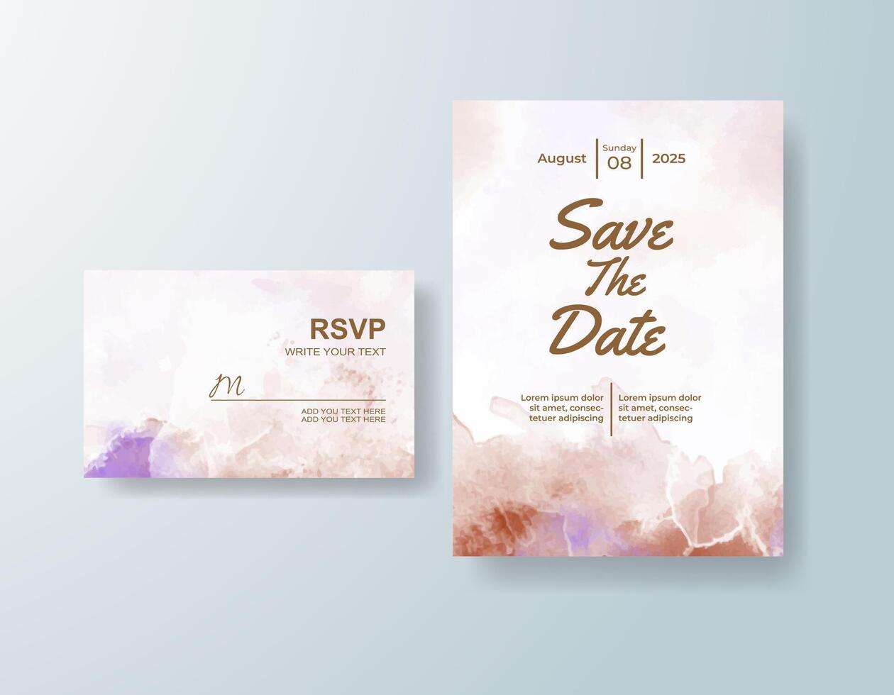Custom watercolor RSVP card in golden yellow tones with a spring theme vector