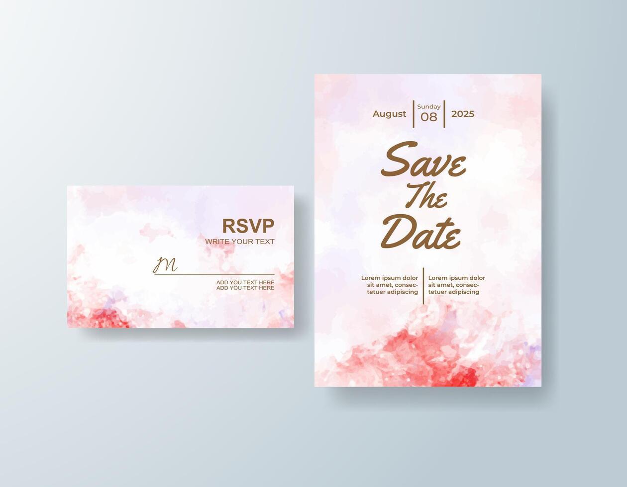 Whimsical watercolor announcement in terracotta tones with a classic theme. vector
